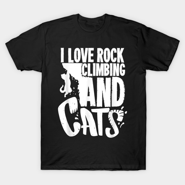 Funny Rock Climbing Gift For A Cat Lover T-Shirt by Peter Smith